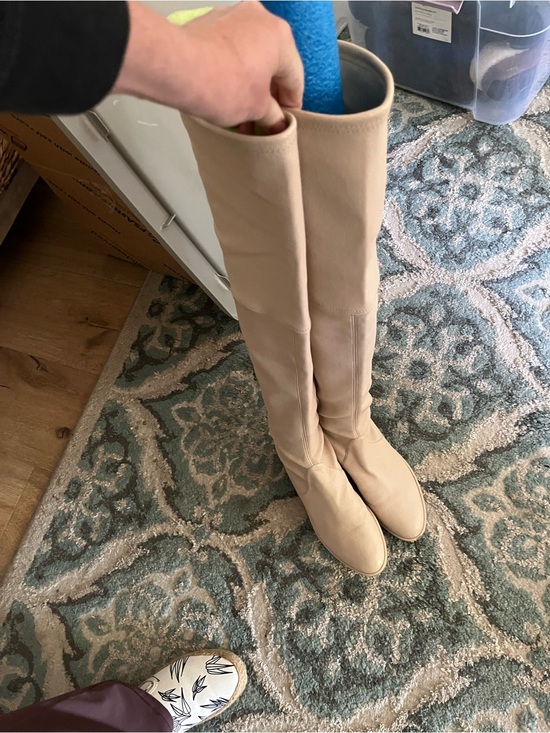 Stuart Weitzman Shoes - Stuart Weitzman Tall Beige Over-the-Knee Leather Boots